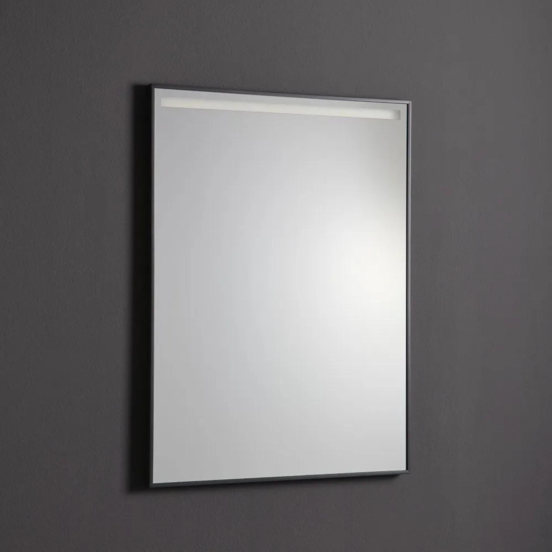 Specchio con striscia a led rettangolare "Sombra" telaio nero opaco