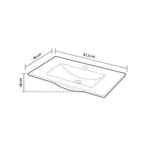 Lavabo in ceramica bianco Dakota per mobile da bagno cm 81,5x46 18h