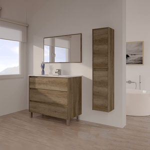 Mobile da bagno Dakota mobile con cassetti in legno rovere Nordik