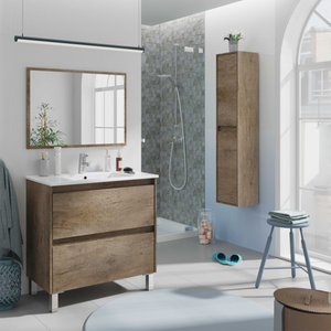 Mobile da bagno Dakota mobile con cassetti in legno rovere Nordik