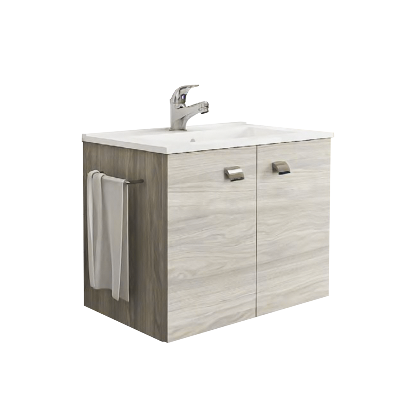 Mobile sospeso da bagno "Erika" in legno con lavabo e porta asciugamano senza specchio cm 61x36 47h
