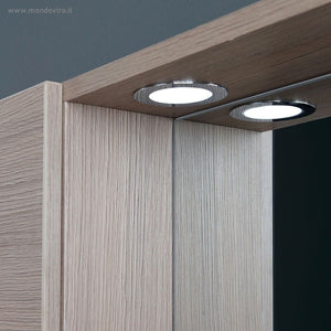 Specchiera da bagno in legno rovere fumo a led cm 77x15,5 57h