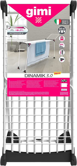 Stendibiancheria estendibile Dinamik 30 in acciaio con fili anti pieghe 27 mt