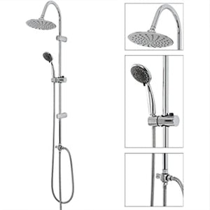 Doccia a colonna con soffione fisso e doccetta monogetto in acciaio per bagno