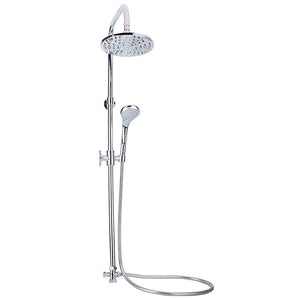 Doccia a colonna con soffione fisso e doccetta monogetto in acciaio per bagno