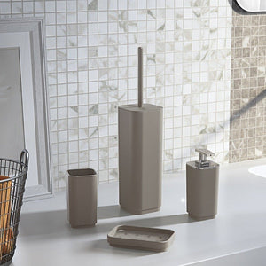 Contenitore porta spazzolini per bagno nero opaco in resina cm 6,5x6,5 h12,2