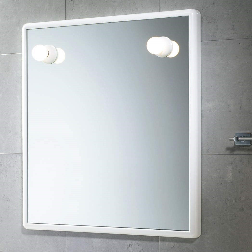 Specchio da bagno 8001 con luci e cornice bianca cm 55x5,5 60h