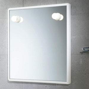 Specchio da bagno 8001 con luci e cornice bianca cm 55x5,5 60h