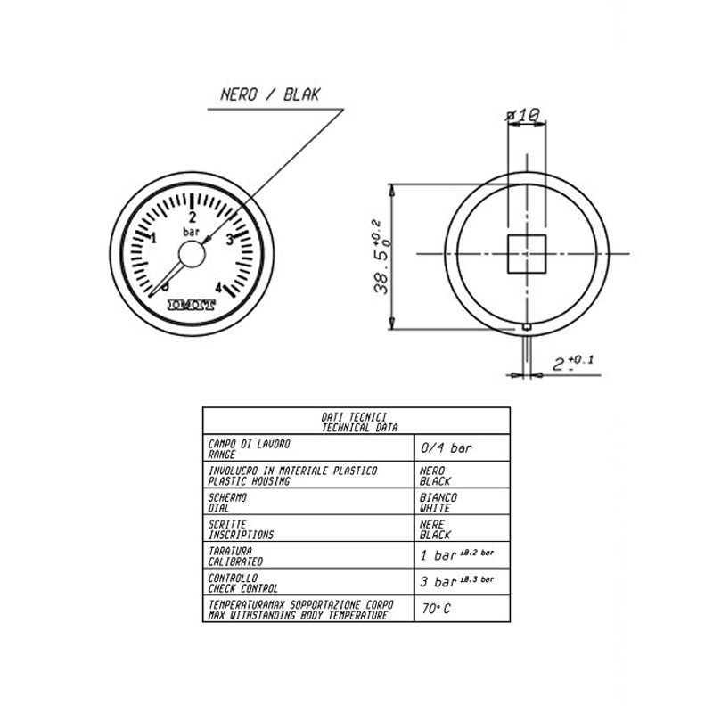 Idrometro capillare 1/4 ID40N14 ricambio compatibile per caldaie Savio