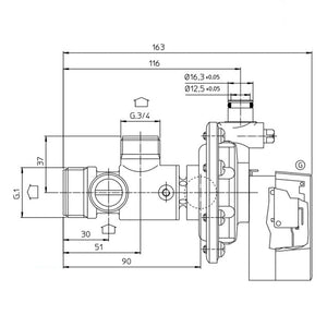 Valvola pressione 3 vie tipo e sinistra VPMIPE ricambio compatibile per caldaie MTS