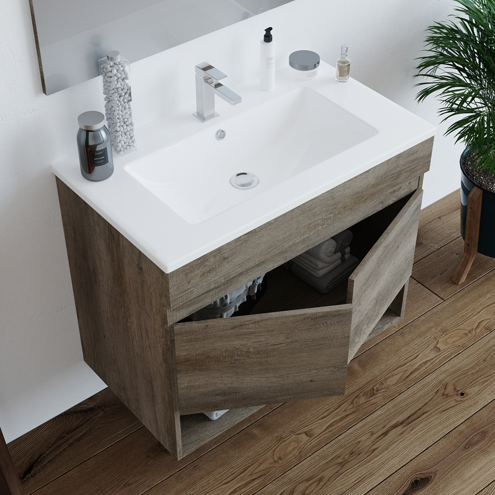 Lavabo in ceramica bianco Dakota per mobile da bagno cm 81,5x46 18h