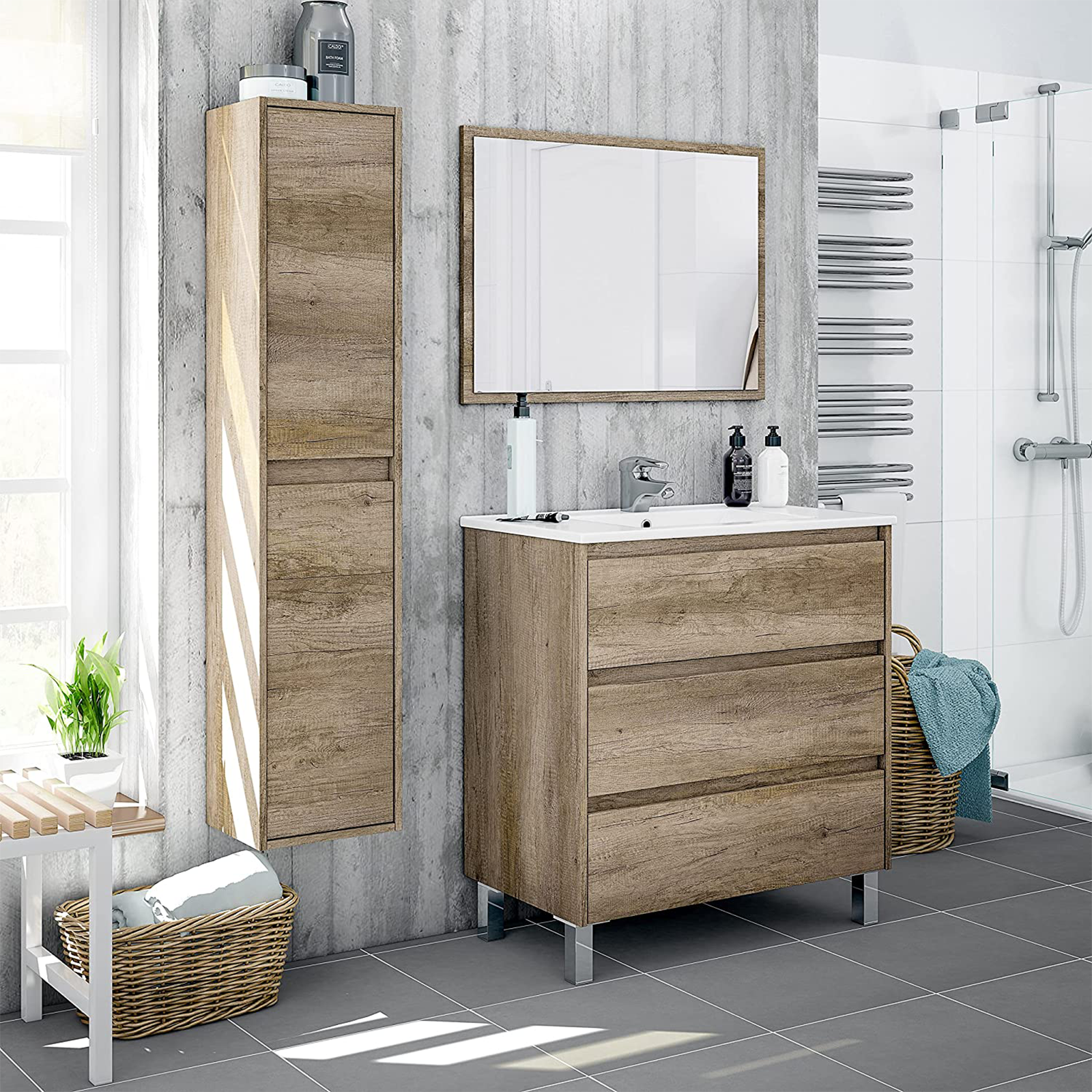 Lavabo in ceramica bianco Dakota per mobile da bagno cm 81,5x46 18h