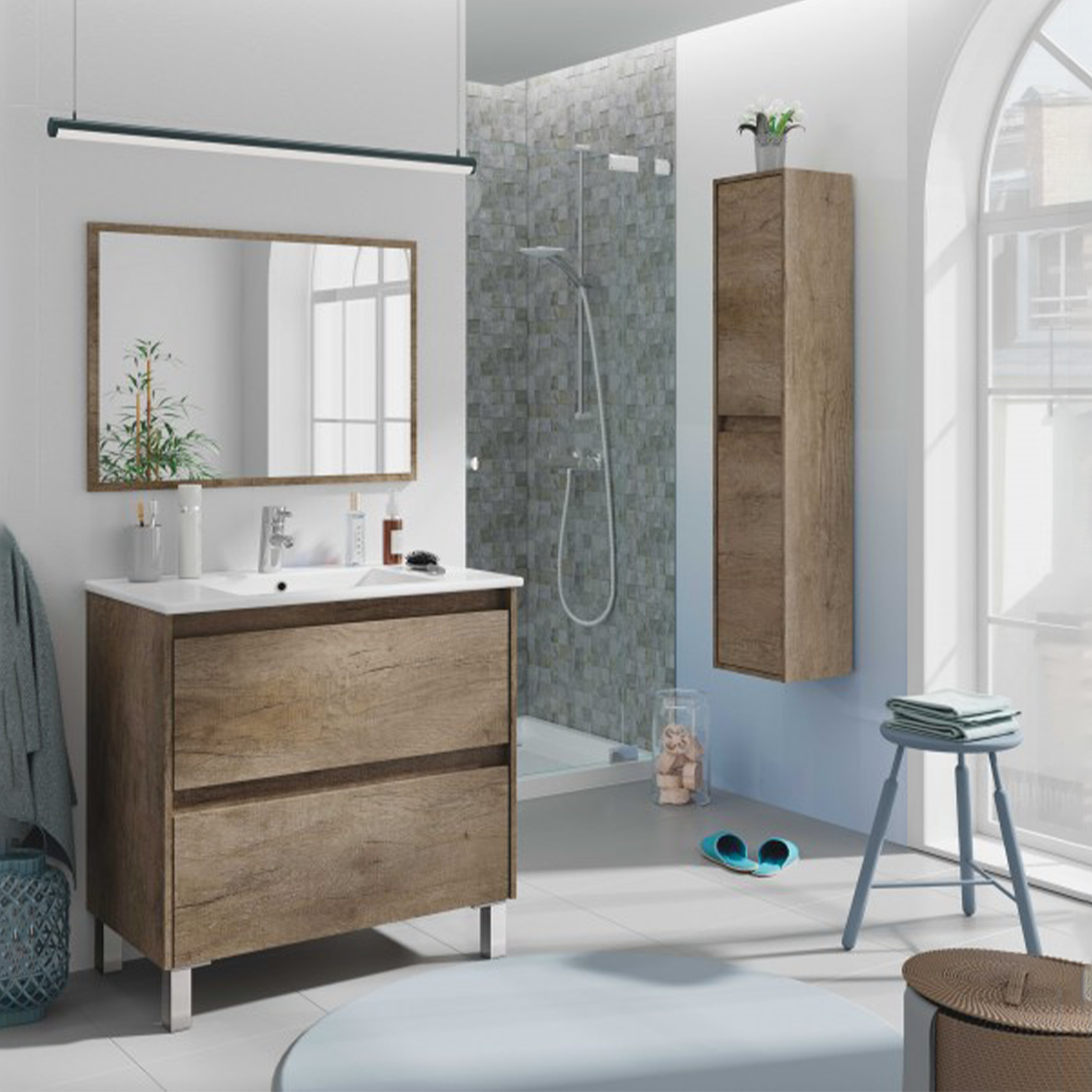 Lavabo in ceramica bianco Dakota per mobile da bagno cm 81,5x46 18h