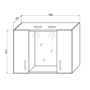 Specchiera da bagno in legno rovere fumo a led cm 77x15,5 57h