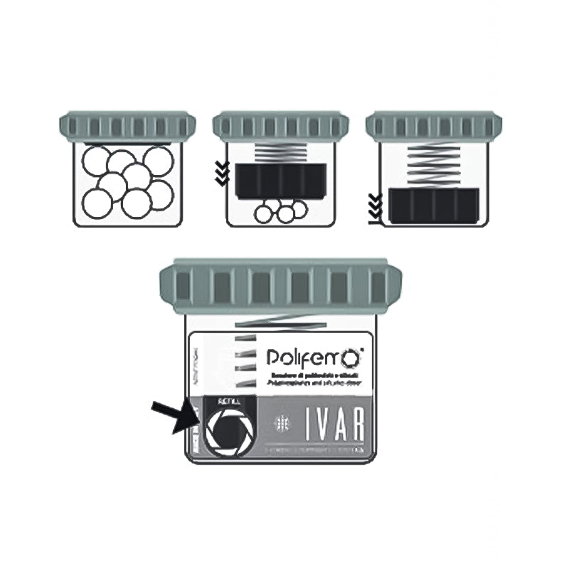 Dosatore proporzionale di polifosfati e silicati in sfere con filtro per caldaie